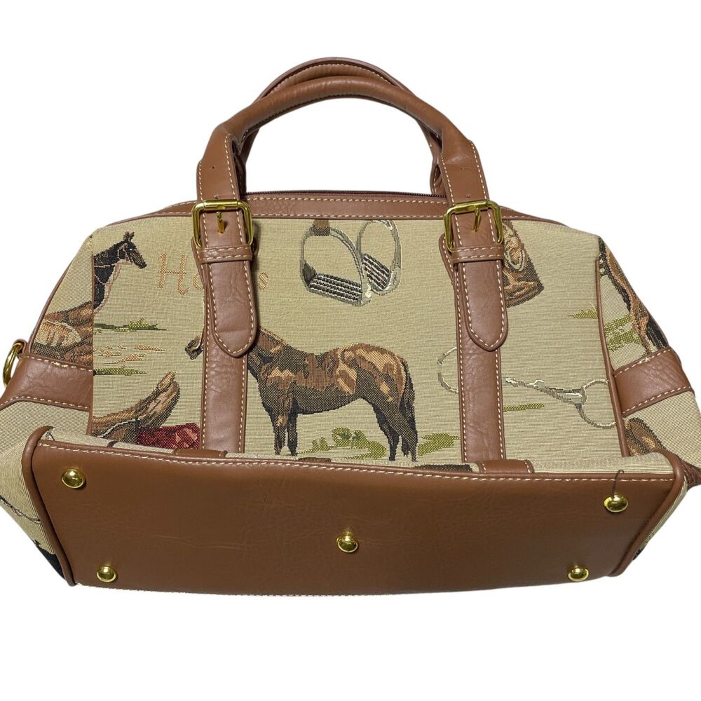 Signare‎ Tapestry Purse Hand Bag NEW Horse Pattern Animal Canvas Leather